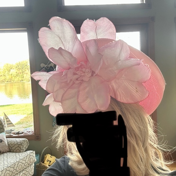 Pink flowered church hat vintage - Picture 3 of 9